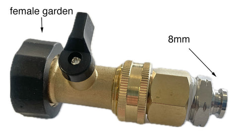 Premium Garden valve to 8mm pole hose fitting