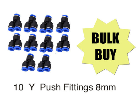 10 pc's Y - 8mm (5/16") Push Fittings