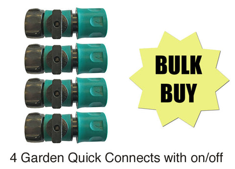 4 pc's Garden Quick Connect With ON/OFF Valve