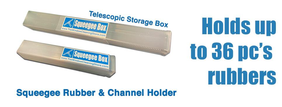 Squeegee rubbers holder and squeegee channel holder storage box
